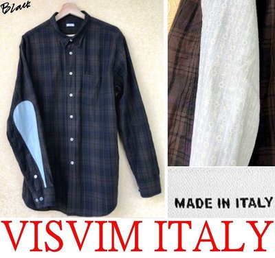 BLACK近全新VISVIM義大利製MADE IN ITALY水滴袖蘇格蘭格紋襯衫