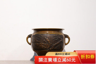二手 日本武士人物 精品銅火缽 銅火爐