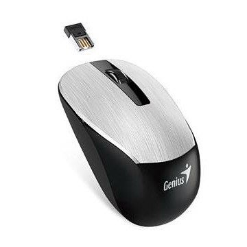 促銷價 / Genius NX-7015 時尚髮絲紋/ 藍光無線滑鼠 (銀色) 附贈電競鼠墊