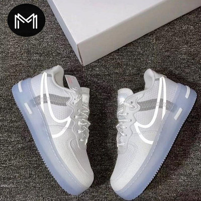 【流行潮品】Nike Air Force 1 React QS 骨白 反光 冰藍 情侶 休閒 CQ8879-100慢跑鞋