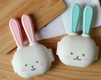 ♀高麗妹♀韓國 Spoon & Fork Rabbit 棉花小兔 不鏽鋼湯匙+叉子+收納盒 三件式環保餐具組(粉色)現貨