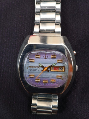 TELUX  鐵力士  船窗型  淡紫色面自動錶