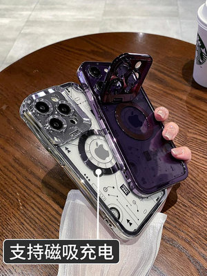 蘋果15promax手機殼新款15機械iPhone14pro翻蓋鏡頭支架13電鍍透明14全包防摔plus高級感max男女