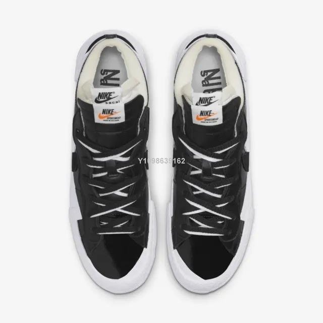 代購】Sacai x Nike BLAZER LOW 雙勾黑白漆皮亮面休閒百搭運動鞋