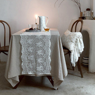 北歐風蕾絲桌旗布簡約輕奢美式長條餐桌旗電視柜蓋巾茶幾桌布