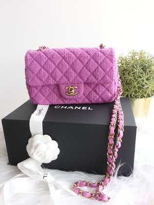 Chanel 23b 最新款 粉紫色毛尼 cf20 香檳金釦 日本8月正本購證 新鮮抵台 $1xxxxx