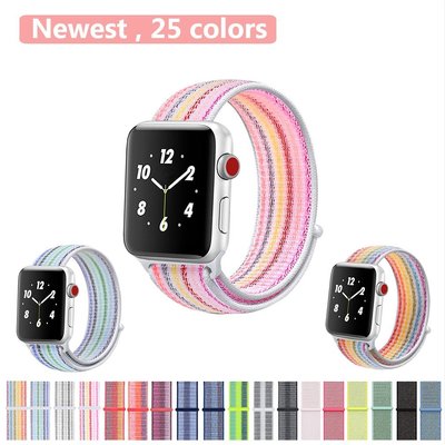 森尼3C-Apple Watch6/5/4尼龍錶帶apple watch se尼龍錶帶運動錶帶iwatch series6魔術貼錶-品質保證