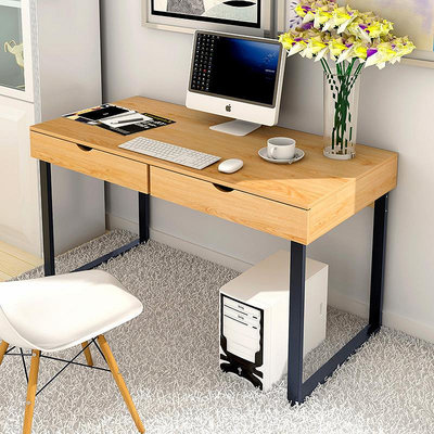 辦公桌單人帶抽屜小型80cm書桌家用簡約1米簡易電腦桌子1.2m長