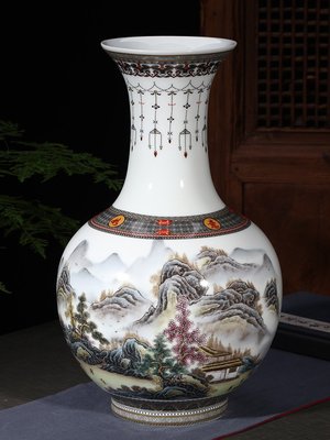 景德鎮陶瓷花瓶擺件客廳插花仿古中式瓷器家居電視柜裝飾品大號