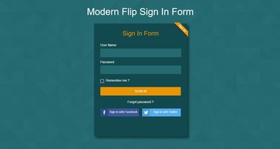 Modern Flip Sign In Form 響應式網頁模板、HTML5+CSS3、網頁特效 #01023A