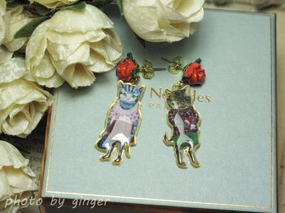 【ginger】Les Nereides N2 (現貨)NATHALIE LÉTÉ可愛玫瑰花冬裝貓咪情侶耳環
