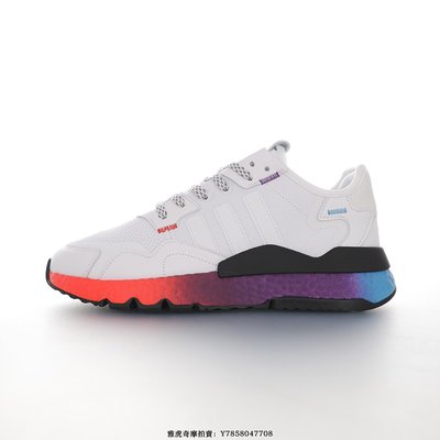 adidas Originals 2019 Nite Jogger Boost“白黑漸變藍紫桔紅”時尚跑步慢跑鞋