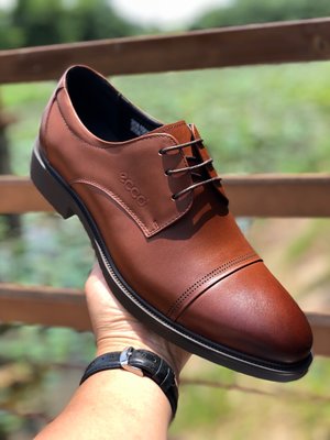 ECCO愛步商務皮鞋男  專櫃熱銷款 正裝男士皮鞋  綁帶男皮鞋棕色 38-43
