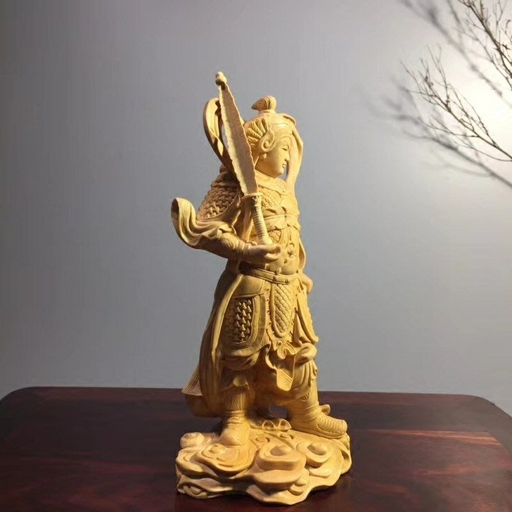 小葉黃楊木雕佛教神像擺件伽藍韋陀菩薩護法韋馱尊者菩薩關公擺件