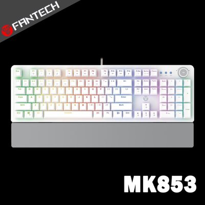 【風雅小舖】【FANTECH MK853 RGB混彩多媒體機械式電競鍵盤(白)】