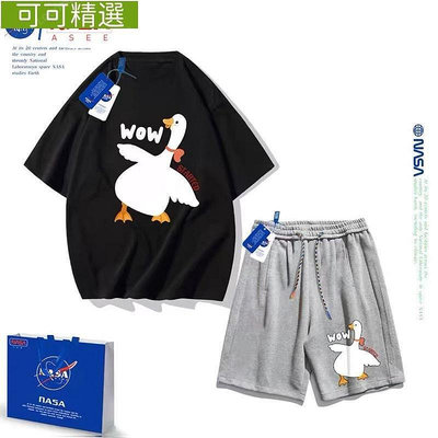 【熱賣精選】NASA聯名小飛鵝男童短袖套裝夏裝2022新款中大童t恤兒童兩件套潮