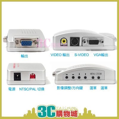 【現貨】VGA TO TV 轉接器 轉電視螢幕 支援全畫面 訊號影像轉接器 VGA轉AV PC to TV S端子