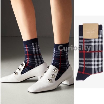 【Curiosity】英國 BURBERRY 經典格紋棉質混紡短襪 尺寸S/M $2500↘$1999免運