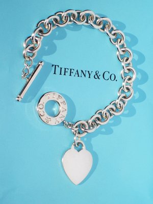 Tiffany &amp; Co 專櫃正品 - 手鍊  愛心 無刻字 T扣 925 純銀