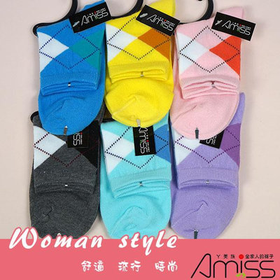 Amiss【C801-12 】流行提花少女襪-12(4雙入)