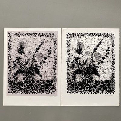 【簽名限量版畫原作】鮑勃·卡托：盆花二件／《南塔克特》系列，美術紙 W57 x H76 cm，附畫廊保證書影本