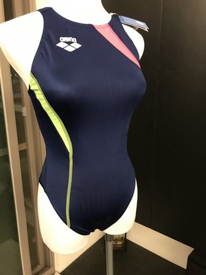 arena泳裝品牌 深藍修身線條 連身游裝 （免運費）