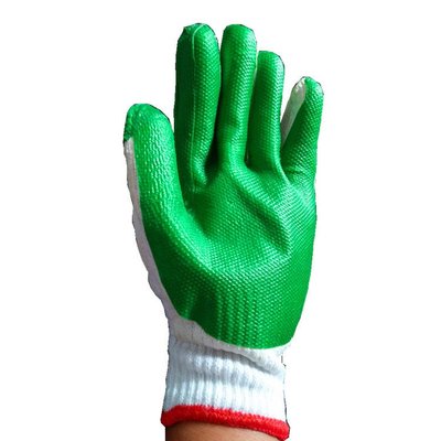 廠家批發耐磨防滑綠膠膠片手套 建筑工地搬磚防割膠皮防護手套
