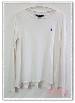 Φ小姿族Φ全新POLO RALPH LAUREN 秋冬造型長袖T-shirt 適16歲少女棉質衫 白色款 (XL)