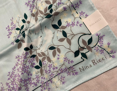 日本手帕  擦手巾 Nina Ricci 藍 no.121-5 58cm 大尺寸可當領巾