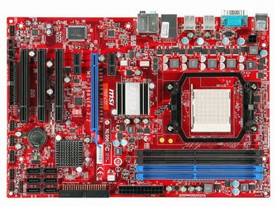 微星 770T-C35 固態電容主機板、770+SB710晶片組、PCI-E插槽、SATA、DDR2 RAM 附檔板