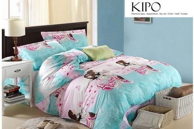 KIPO-精梳綿-戀人蘋果單人/雙人床包床組四件式NBG033106A