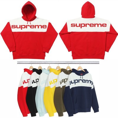 【POP】Supreme 17FW Blocked Hooded Sweatshirt 拼接 長袖 連帽 帽TEE