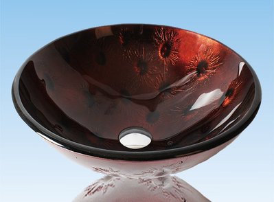 FUO衛浴:42公分 彩繪工藝 藝術強化玻璃碗公盆 (WY15069)預訂!