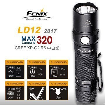 【FENIX】LD12 320流明 中白光 高演色性 便攜手電筒 14500/AA*1 XP-G2