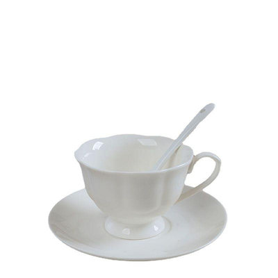 杯子陶瓷咖啡杯碟套裝歐式簡約白色家用下午茶拉花拿鐵帶勺批發