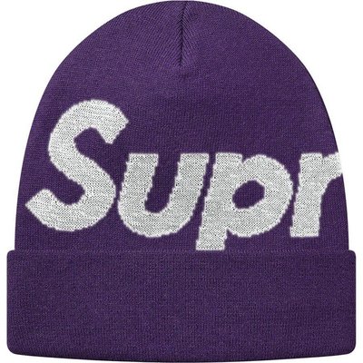 AYW】SUPREME 18FW REFLECTIVE BIG LOGO BEANIE 反光毛帽刺繡針織紅色