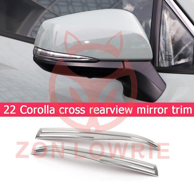 適用於Toyota豐田 22 corolla cross後視鏡飾邊corolla cross後視鏡鏡面亮條改裝 @车博士