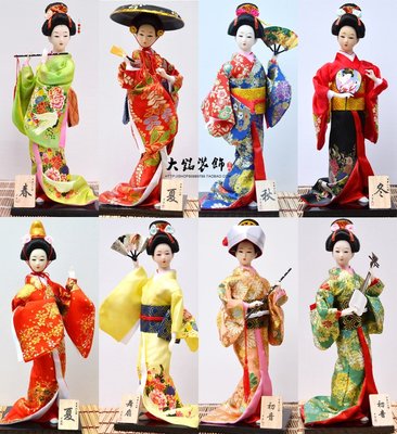現貨熱銷-~日本人形人偶藝妓絹人和服娃娃日式工藝婚慶創意擺件家居飾品~