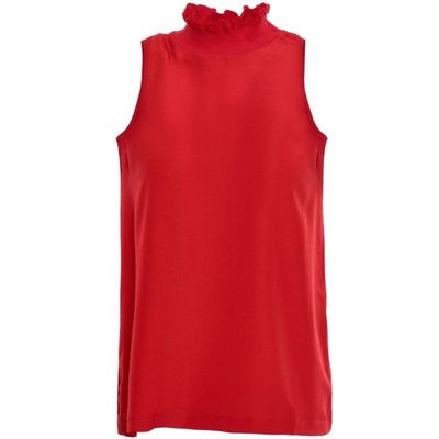 全新真品 法國品牌 CLAUDIE PIERLOT 紅色荷葉針織領 無袖 上衣