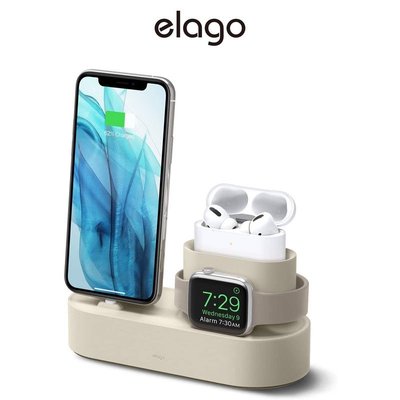 手機支架 elago 3合1 充電座 適用 Airpods Pro\U00263 / iPhone 系列/ Watch 系列