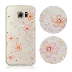 周年慶優惠-Samsung S6 edge 施華洛世奇 【櫻花】 鑽殼 手機套 手機殼 保護殼 保護套