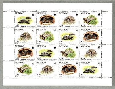 【流動郵幣世界】摩納哥1991年瀕危動物(W.W.F)-赫曼陸龜郵票大版張