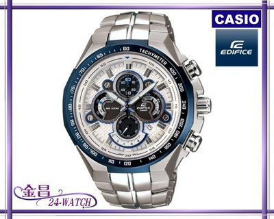 CASIO_EDIFICE # EF-554D-7 A 全新 強調個性四眼賽車腕錶 男錶(白)＊24-WATCH_金昌