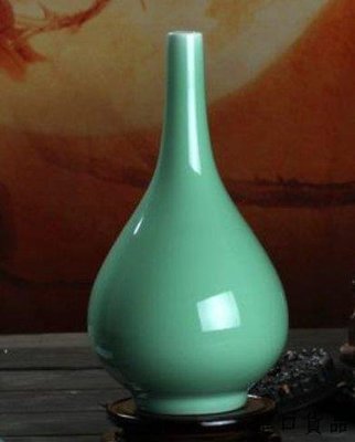 現貨陶瓷天青色造型花瓶 陶藝品手工陶瓷瓶擺件 典雅造型花器藝術擺飾豆青釉賞瓶陶瓷花瓶禮物裝飾瓶可開發票