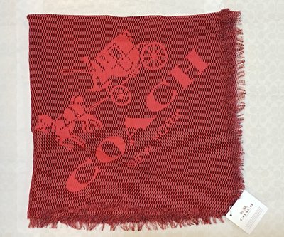COACH 86018 馬車圖案 紅色黑點 披肩/圍巾。