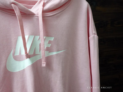CA 美國運動品牌 NIKE 女款 粉紅 短版 連帽長t S號 一元起標無底價P278