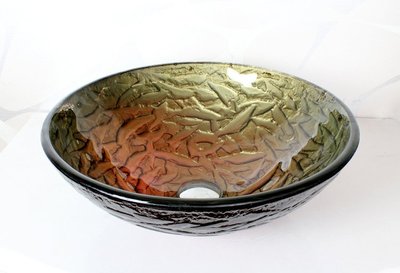 FUO衛浴:42x42公分 琉璃工藝 彩繪藝術強化玻璃碗公盆 (BW222) 期貨!
