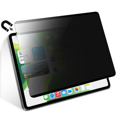 適用於 iPad 10th 10.9 10.2 Pro 11 12.9 M1 M2 磁性隱私屏幕保護膜 Air 2/3/
