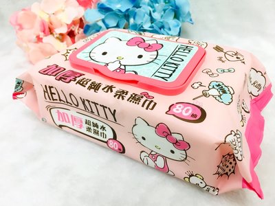 ♥小花花日本精品 ♥ Hello Kitty 凱蒂貓 「加厚」超純水柔濕巾(加蓋) 濕紙巾 80抽 一盒24包