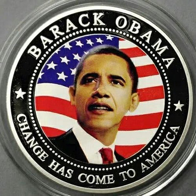 利比里亞美國總統奧巴馬5元彩色紀念幣【店主收藏】29156